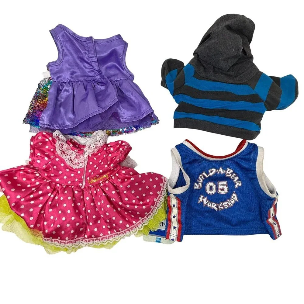 Build-A-Bear BAB Shirt Dress Lot Lalaloopsy Sequin Rainbow Stripe Hood BB jersey
